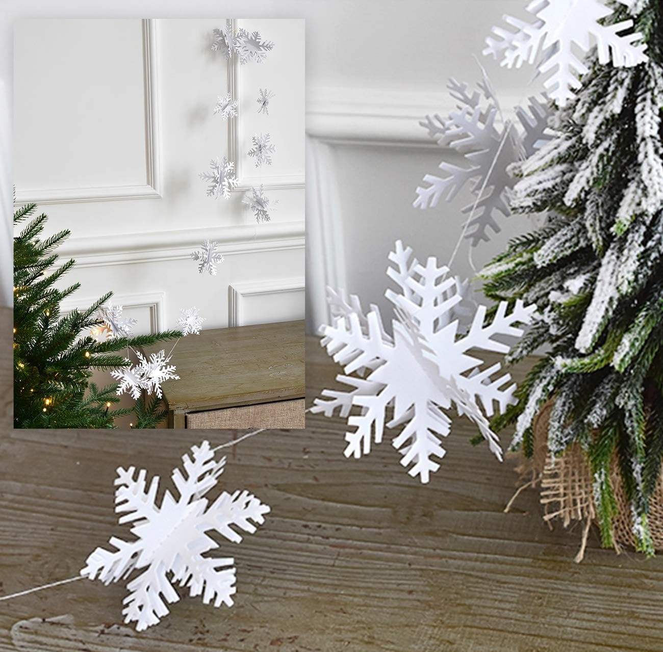Silver Snowflake Ornaments, 6 Pack Large Plastic Snowflake Decorations  Snowflakes Christmas Decorations, Hanging Snowflake Decorations for Winter